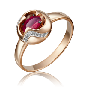 Кольцо из красного золота с рубином и бриллиантом 01-5146-00-107-1110-30