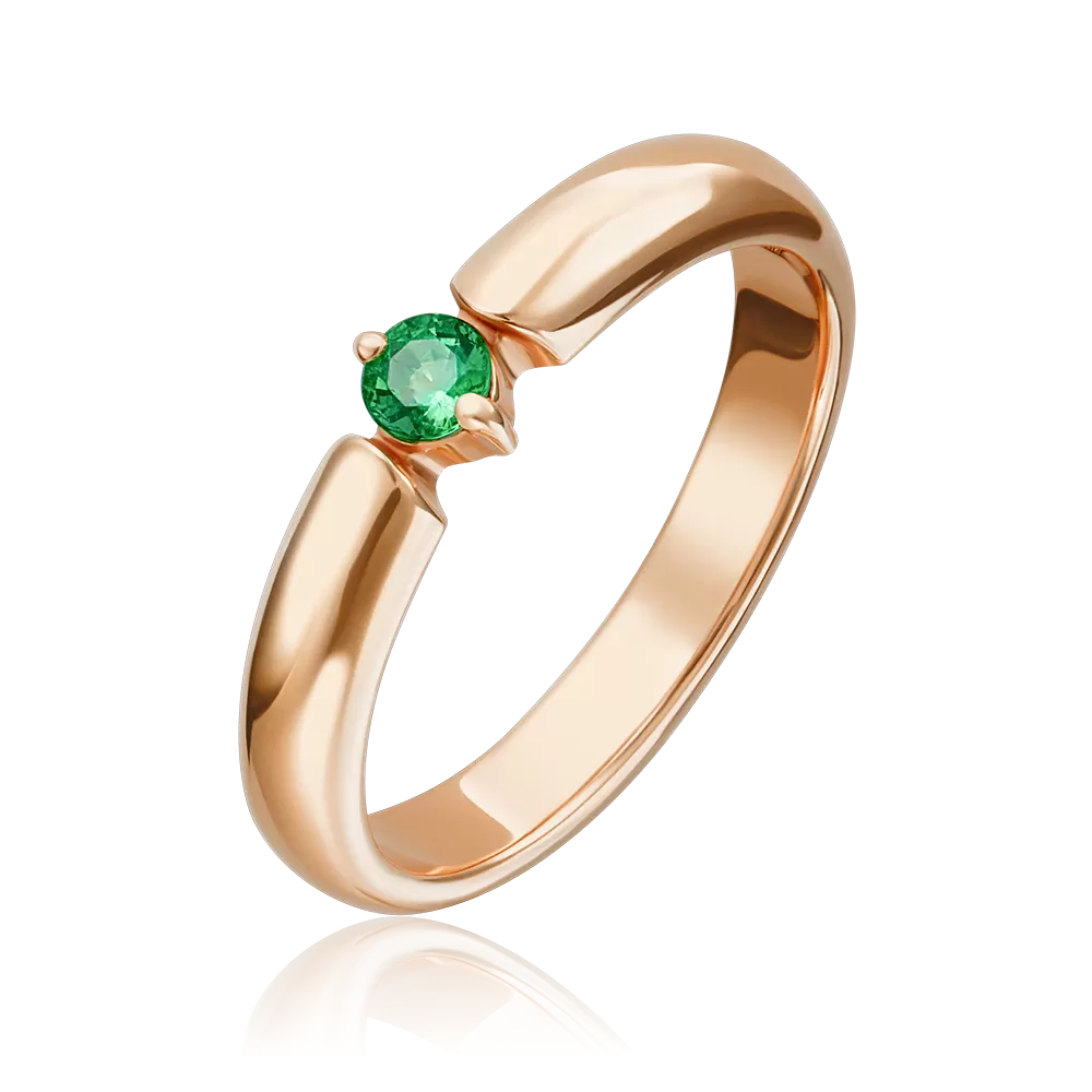 Кольцо из красного золота с изумрудом 01-0857-00-103-1110-30