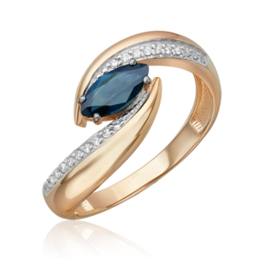 Кольцо из красного золота с сапфиром и бриллиантом 01-5738-00-105-1110