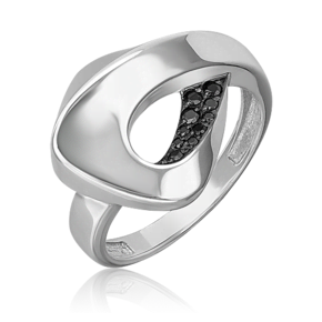 Кольцо из серебра c чёрными фианитами 01-5642-00-402-0200