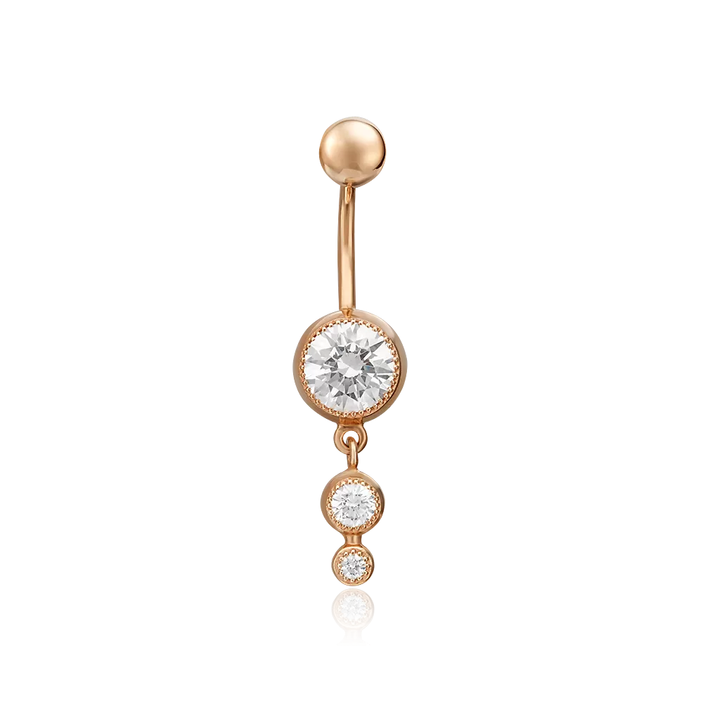 Пирсинг в пупок из красного золота с фианитами 06-0646-00-401-1110-03