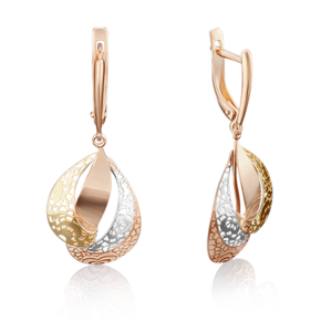 Серьги с английским замком из комбинированного золота 02-3717-00-000-1113-48