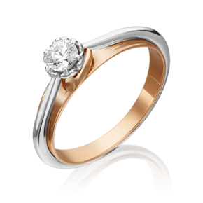 Помолвочное кольцо из комбинированного золота с фианитом 01-5305-00-401-1111