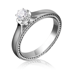 Помолвочное кольцо из белого золота c фианитом 01-5196-00-501-1120-38