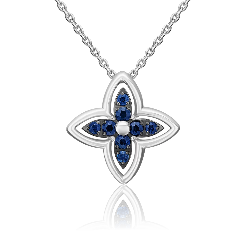 Подвеска-бегунок из белого золота с сапфирами 03-3633-00-102-1120