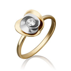 Кольцо «Яблоко» из лимонного золота c фианитом 01-5263-00-501-1121-38