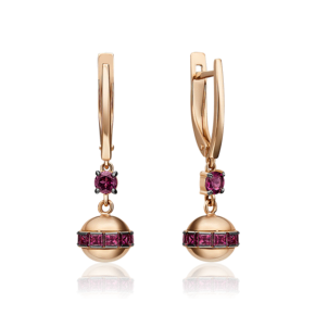 Серьги с английским замком из красного золота c гранатами 02-4561-00-204-1110-46