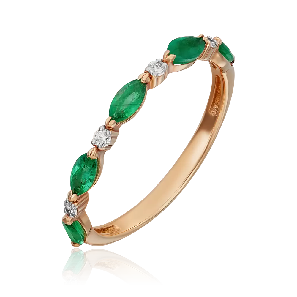 Кольцо из красного золота с изумрудами и бриллиантами 01-5534-00-106-1110-30