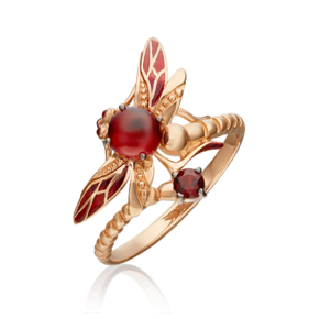 Кольцо «Стрекоза» из красного золота c гранатами и эмалью 01-5458-00-204-1110-57