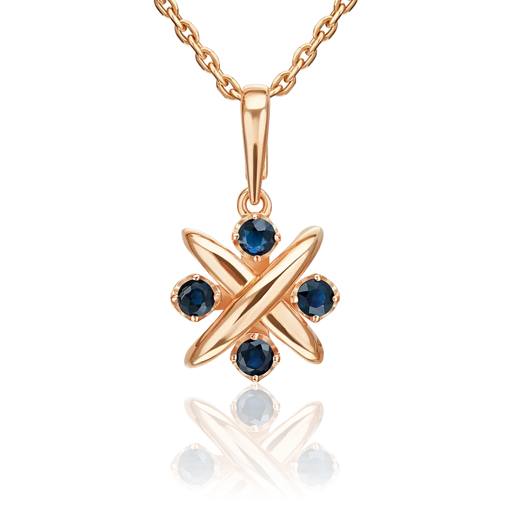 Подвеска из красного золота с сапфирами 03-3653-00-102-1110