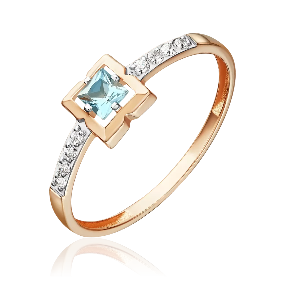 Кольцо из красного золота с топазом и фианитами 01-5993-00-207-1110