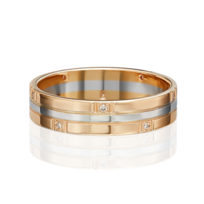 Обручальное кольцо из комбинированного золота с бриллиантом 01-1229-00-101-1111-30