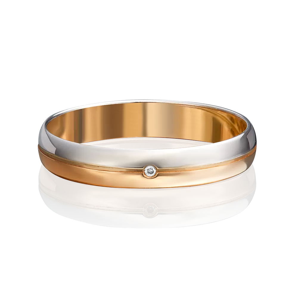 Обручальное кольцо из комбинированного золота с бриллиантом 01-1230-00-101-1111-30