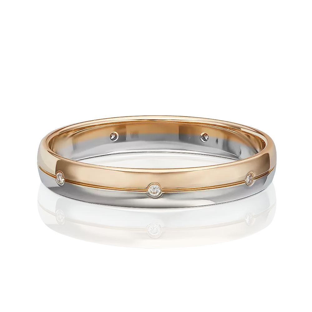 Обручальное кольцо из комбинированного золота с бриллиантами 01-1233-00-101-1111-30