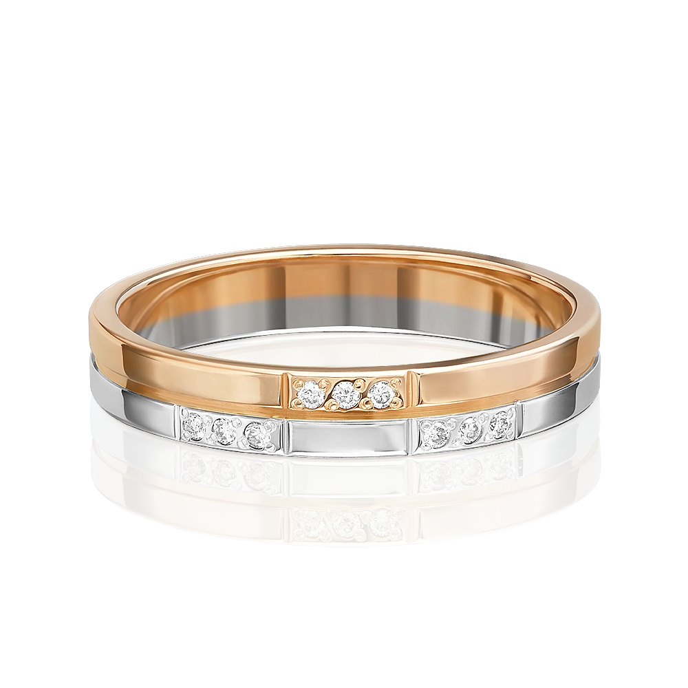 Обручальное кольцо из комбинированного золота с бриллиантами 01-1234-00-101-1111-30