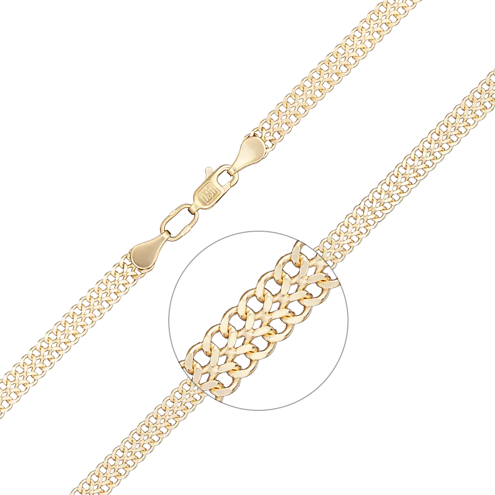 Цепь из лимонного золота с алмазной гранью (плетение «Ёлочка») 21-0913-060-1130-17