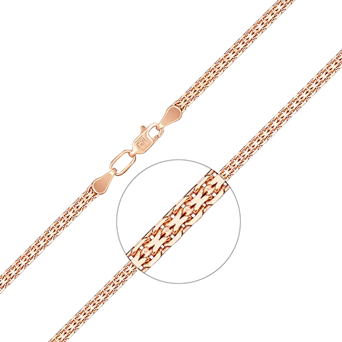 Браслет из красного золота с алмазной гранью (плетение «Бисмарк квадрат») 22-4003-060-1110-17