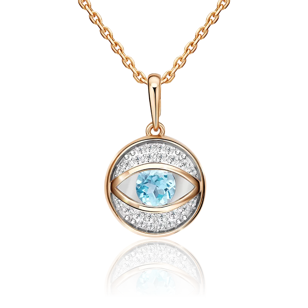 Подвеска «Глаз» из красного золота с топазом и натуральными топазами white 03-2990-00-201-1110-57