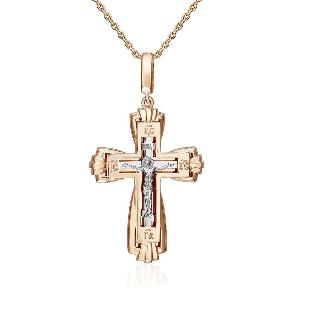 Православный крест из комбинированного золота 03-3559-00-000-1111