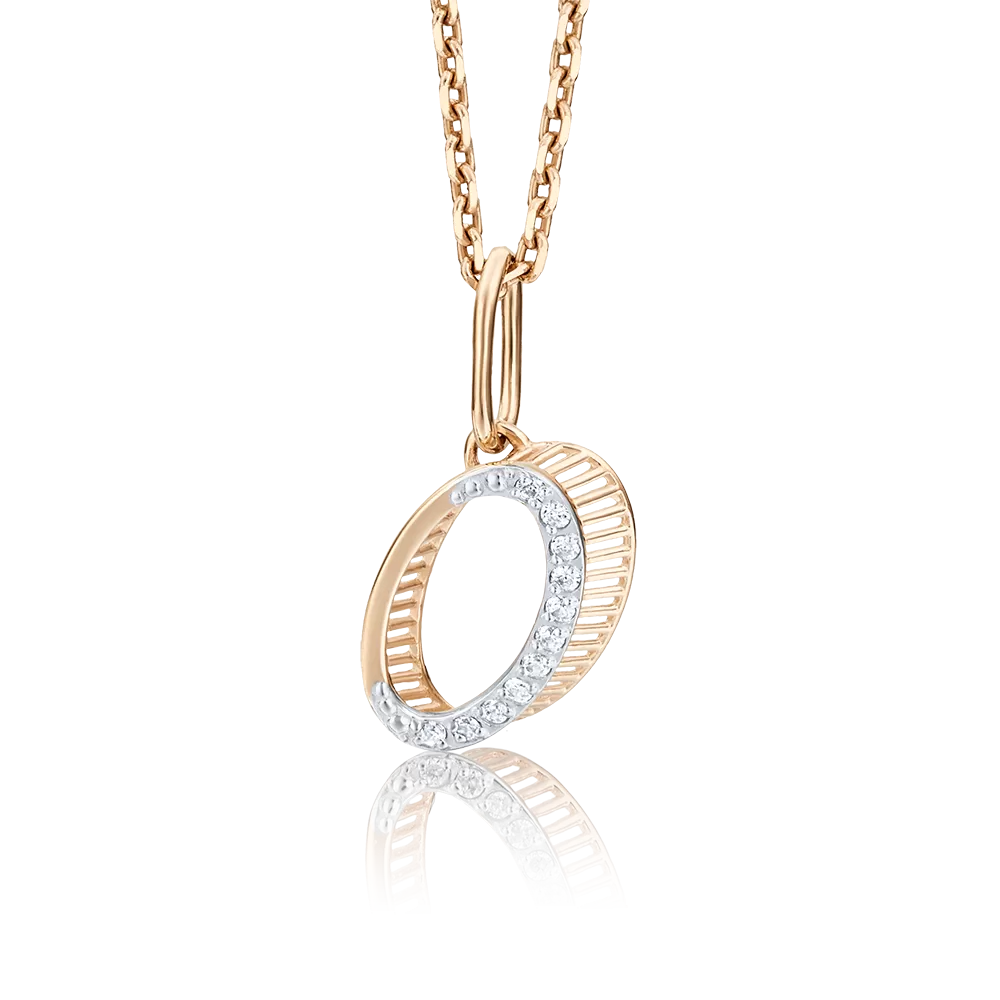 Подвеска «Буква О» из красного золота с фианитами 03-2448-О-401-1110-03