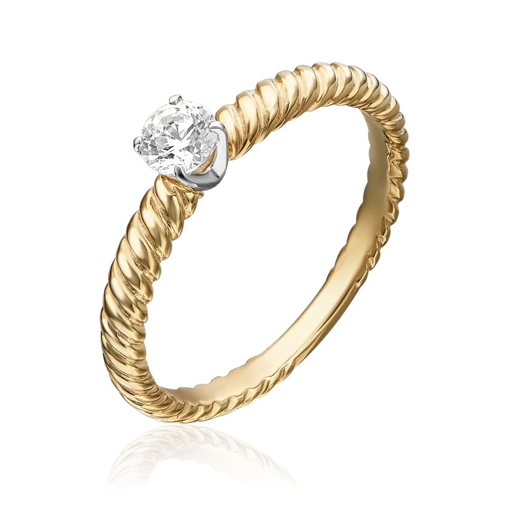 Помолвочное кольцо из комбинированного золота с фианитом 01-5272-00-501-1121-38