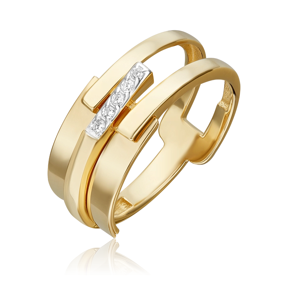 Кольцо из лимонного золота с фианитами 01-5682-00-401-1130