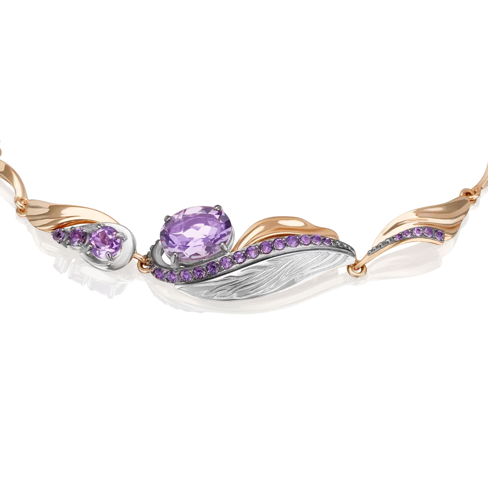 Браслет «Стихия Воздуха» из комбинированного золота с аметистами 05-0797-00-203-1111