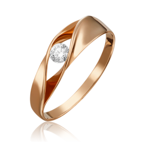 Помолвочное кольцо из красного золота c фианитом 01-4891-00-501-1110-38