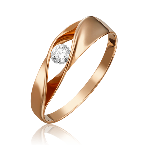 Кольцо из красного золота с фианитом 01-4891-00-501-1110-38