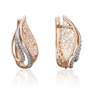 Серьги с английским замком из красного золота c фианитами 02-3754-00-401-1110-32