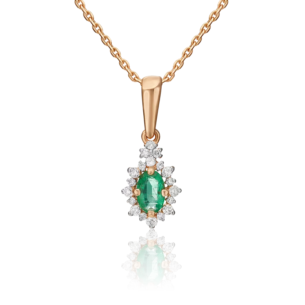 Подвеска из красного золота с изумрудом и бриллиантами 03-0559-00-106-1110-30