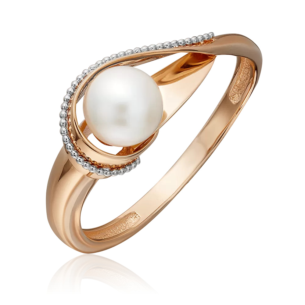 Кольцо из красного золота с жемчугом культивированным 01-5165-00-301-1110-31