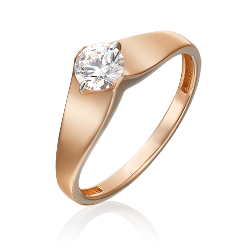 Помолвочное кольцо из красного золота с фианитом 01-5369-00-501-1110-38
