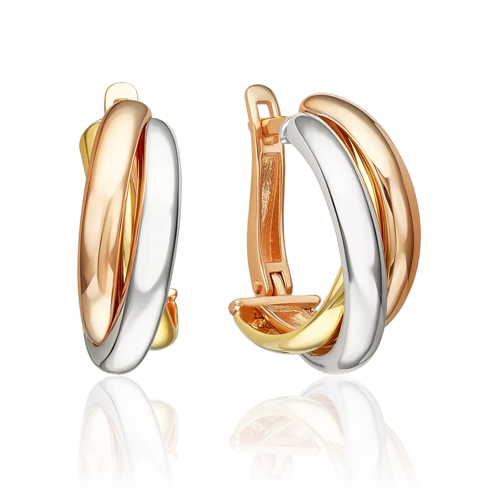 Серьги с английским замком из комбинированного золота 02-5552-00-000-1140