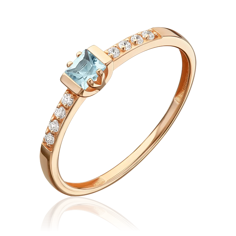 Кольцо из красного золота с топазом и фианитами 01-5988-00-207-1110