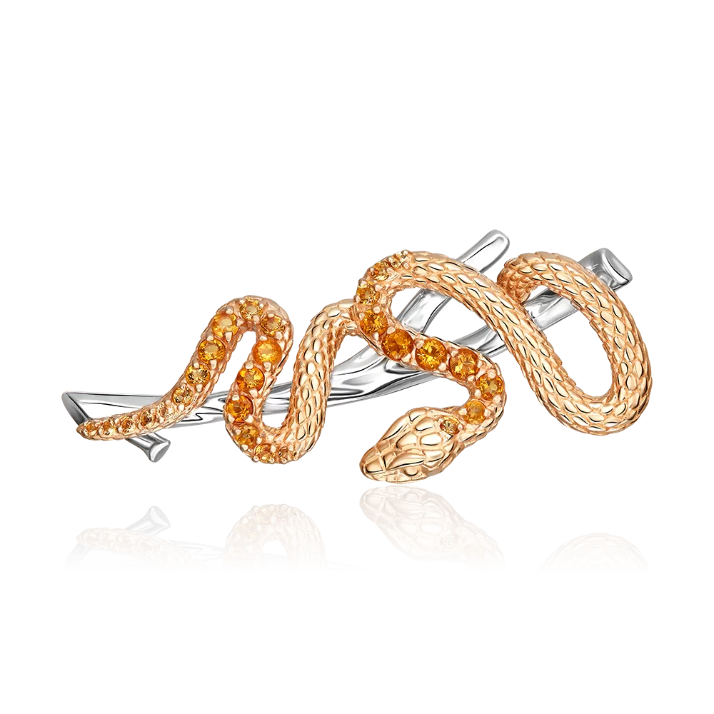Брошь «Змея» из комбинированного золота с цитринами 04-0295-00-206-1111