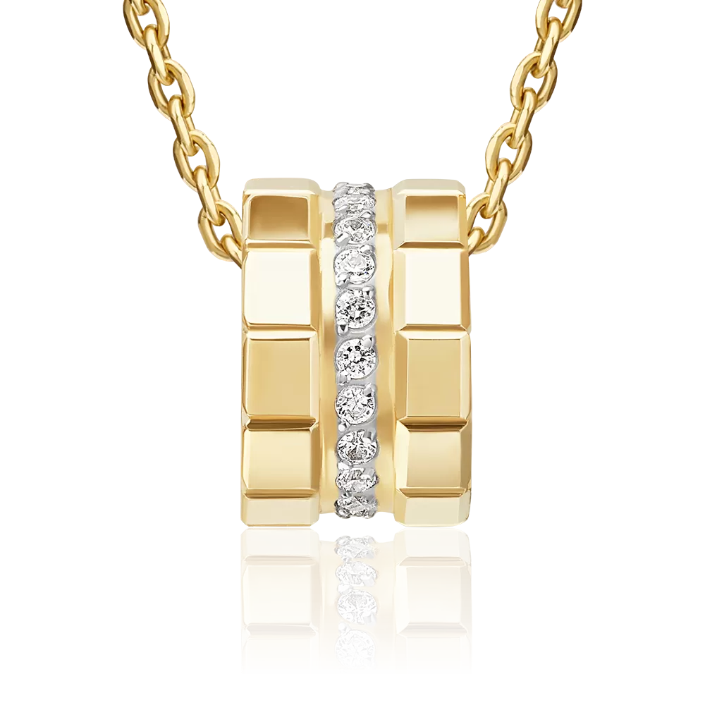 Подвеска-бегунок из лимонного золота с фианитами 03-3651-00-401-1130