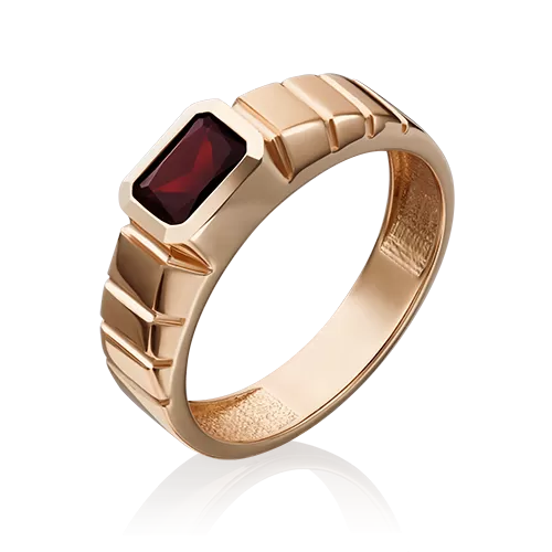 Печатка из красного золота с гранатом 01-5275-00-204-1110-57