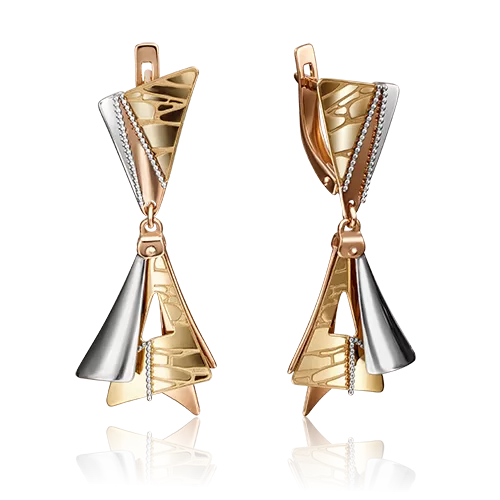 Серьги с английским замком из комбинированного золота 02-4256-00-000-1113-66