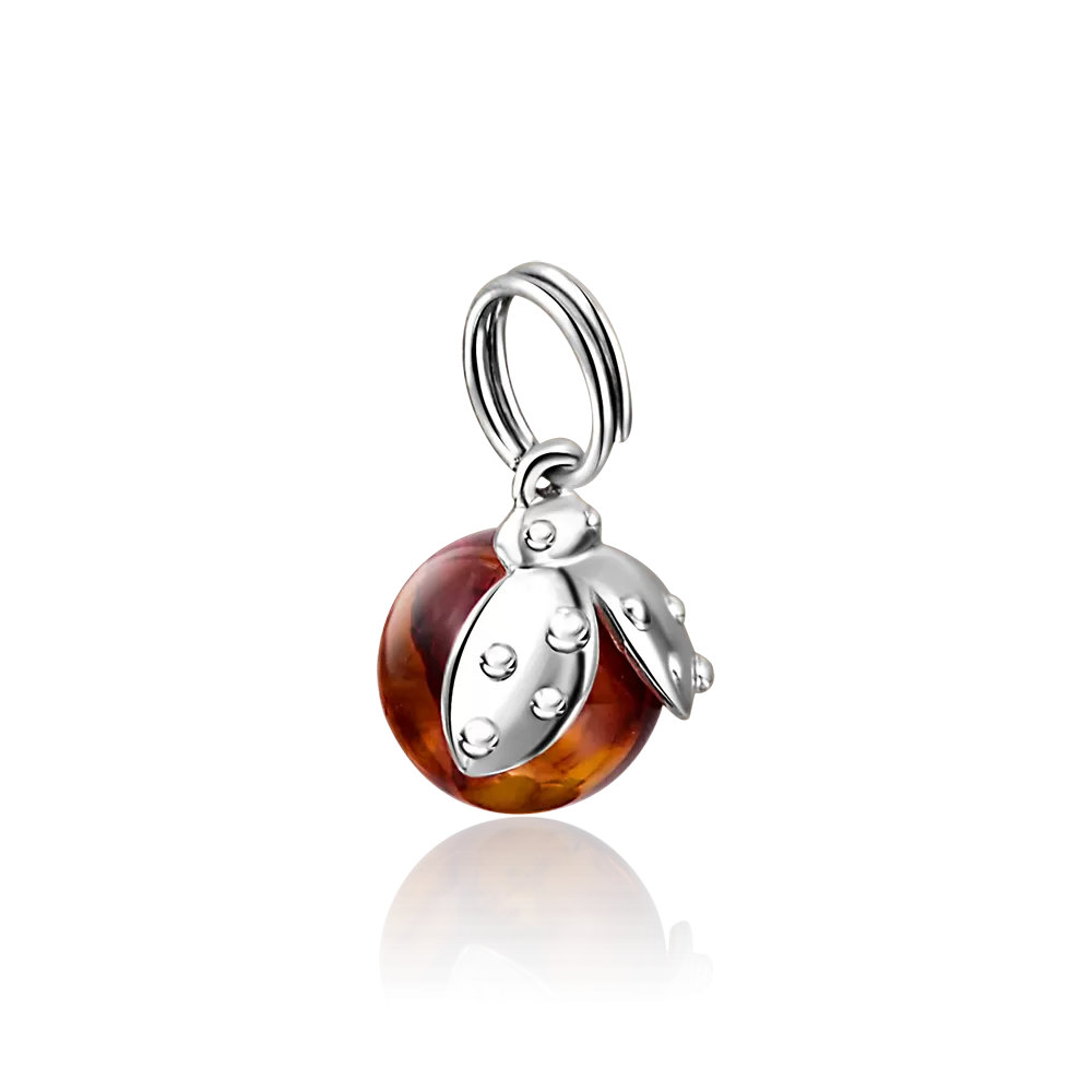 Подвеска «Божья коровка» из серебра с янтарём 03-2776-00-271-0200-62