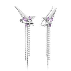 Серьги «Звёзды» из серебра c аметистами 02-4724-00-203-0200-69