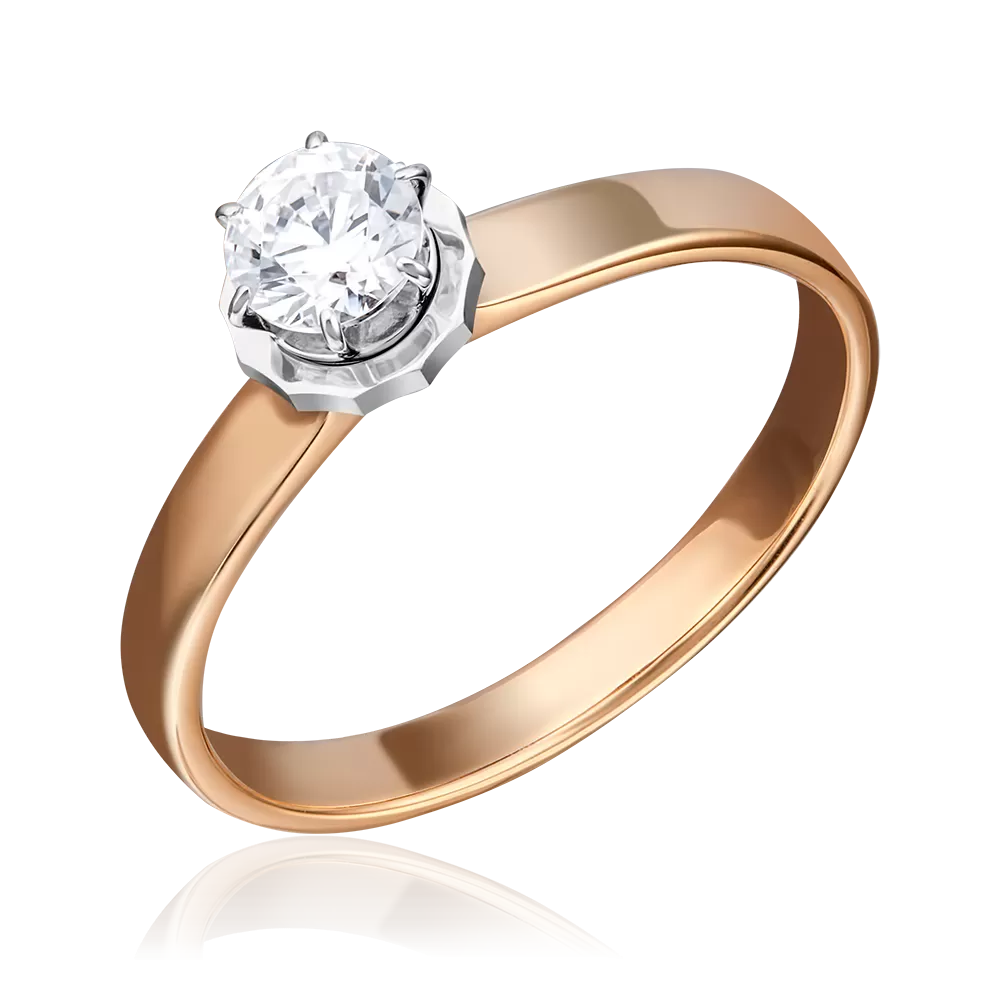 Помолвочное кольцо из комбинированного золота с фианитом 01-5234-00-501-1111-38