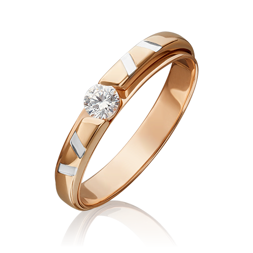 Кольцо из красного золота с фианитом 01-5422-00-501-1110-38