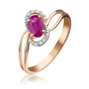 Кольцо из красного золота с рубином и бриллиантом 01-1513-00-107-1110-30