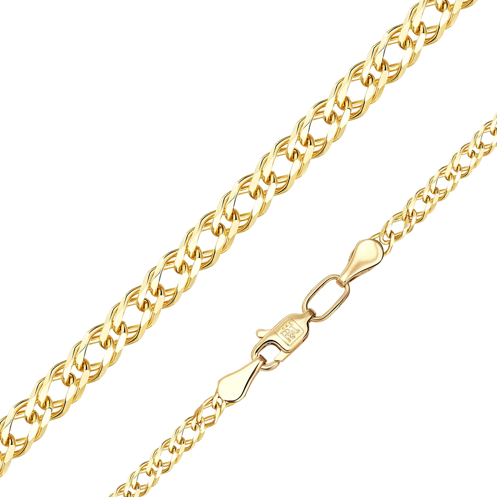 Цепь из лимонного золота с алмазной гранью (плетение «Двойной ромб») 21-0313-060-1130-17