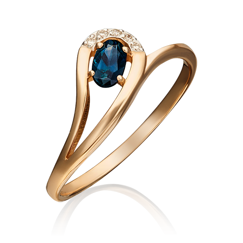 Кольцо из красного золота с сапфиром и бриллиантом 01-0662-00-105-1110-30