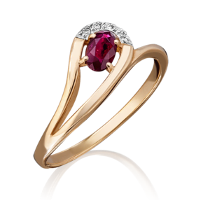 Кольцо из красного золота с рубином и бриллиантом 01-0662-00-107-1110-30