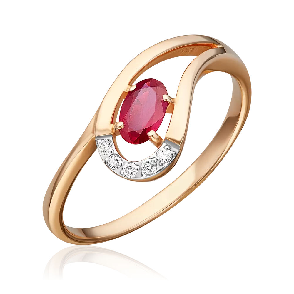Кольцо из красного золота с рубином и бриллиантами 01-0662-00-107-1110-30