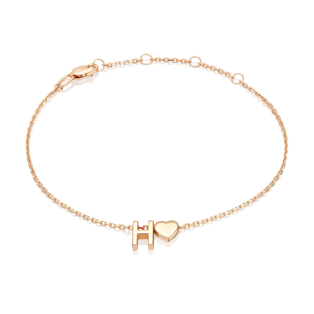 Браслет «Буква Н» из красного золота 05-0858-Н-000-1110