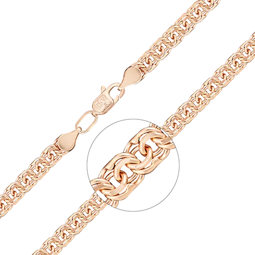 Браслет из красного золота с алмазной гранью (плетение «Бисмарк») 22-2703-100-1110-19